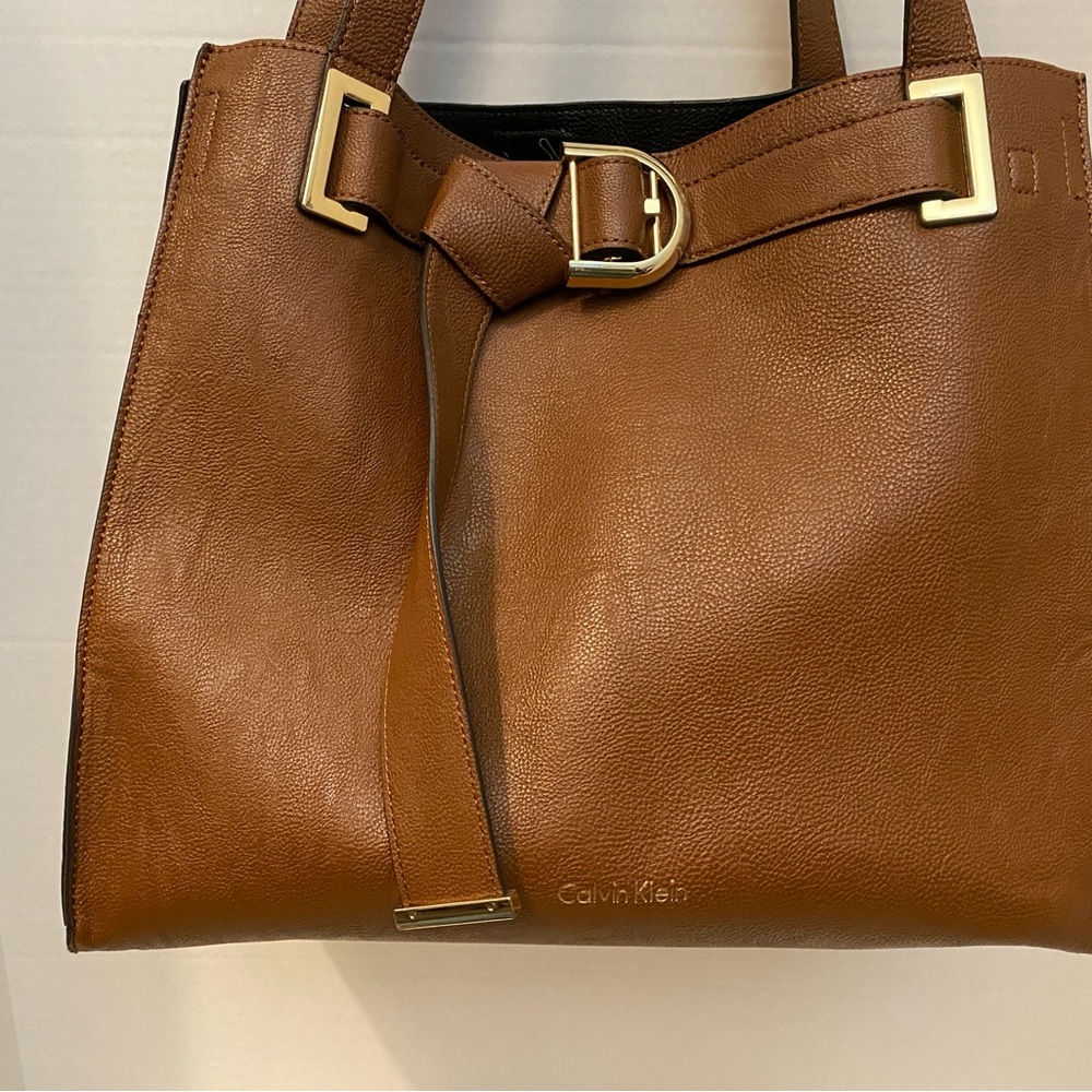 Calvin Klein Nola Signature Tote Brown Handbag